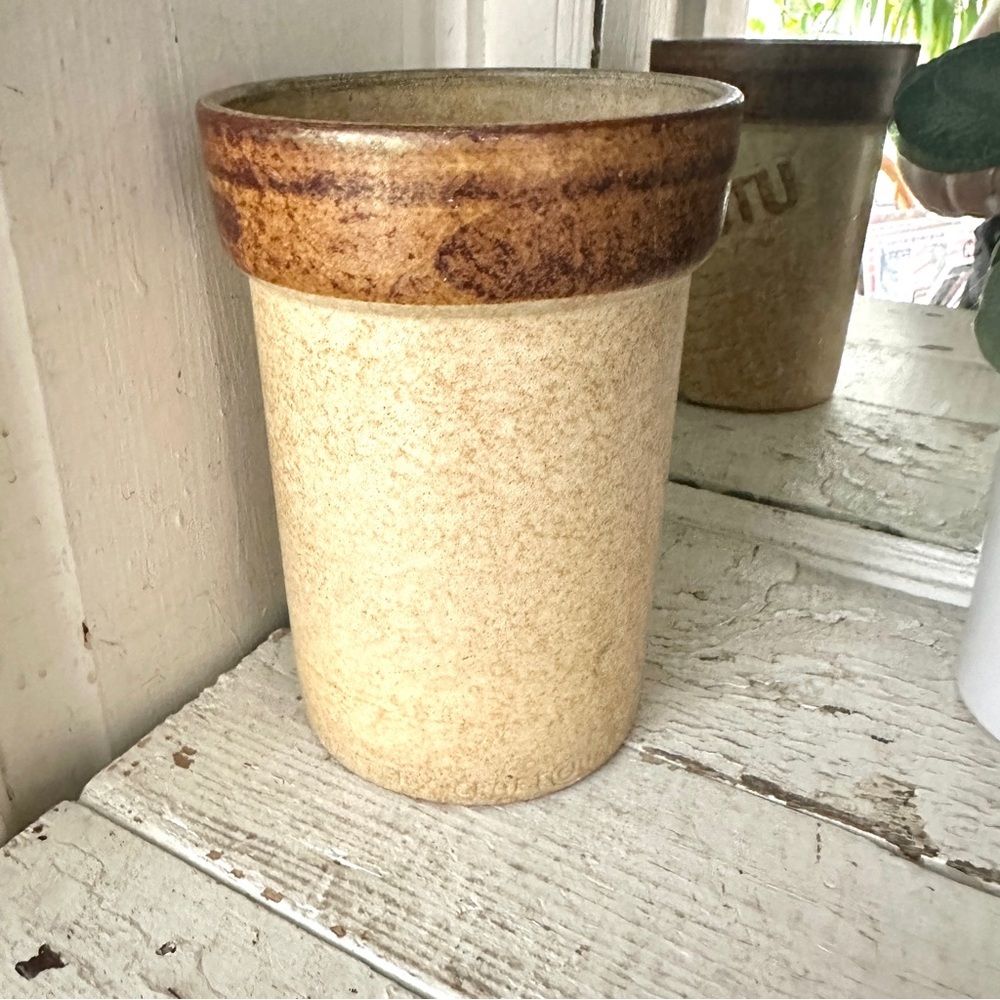 Vtg Retro Pottery Craft USA Ceramic Utensil Crock Holder 70s Stoneware Kitchen - Picture 6 of 8